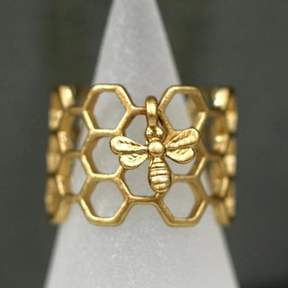 Модное креативное Золотое женское кольцо в виде пчелы полые кольца для женщин и