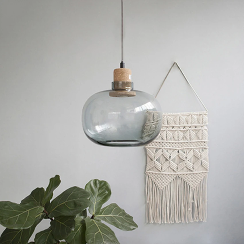 

Modern LED Round Belly Glass Pendant Lights Lighting Nordic Creative Cork Study Meal Bar Lamp Loft Restaurant Deco Light Fixture
