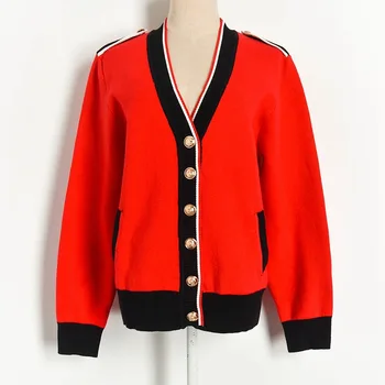 

2020 net red star bright red new year's color knitted sweater cardigan coat women's b91229