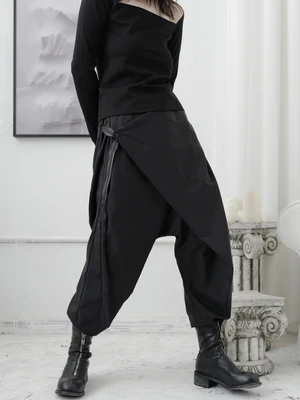 Домашние темно черные шаровары Асимметричные Необычные брюки goth minority design feeling