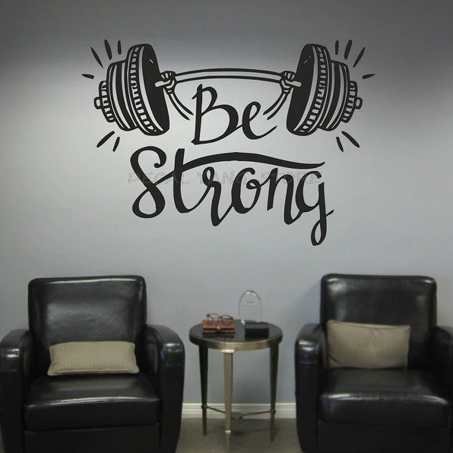 Be Strong Fitness Wall Decal Bedroom Home Decor Weightlifting Workout Sport Bodybuilding Gym Vinyl Sticker Removable 1513 | Дом и сад