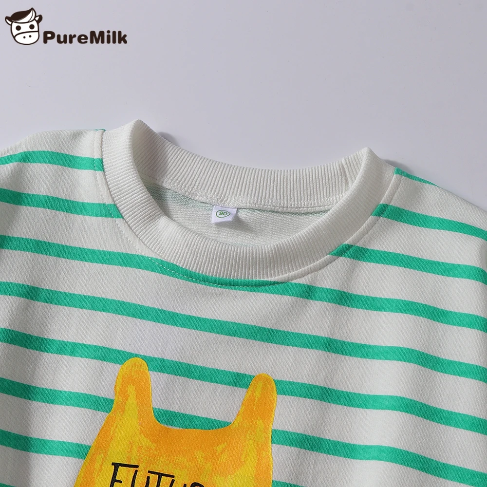 PureMilk/детская футболка; одежда с длинными рукавами; хлопковая детская одежда с принтом; Повседневная рубашка