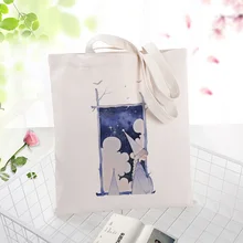 Синяя серия холщовая вместительная сумка для покупок сумка с пользовательским принтом текстовый логотип DIY Сумочка ежедневное использование эко экологическая многоразовая утилизация