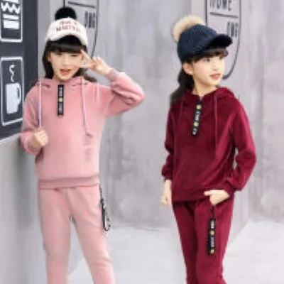 

Childrenswear Gold Velvet Girls Autumn Clothing Set 2018 New Style Korean-style Middle And Large Children Girls Spring And Autum