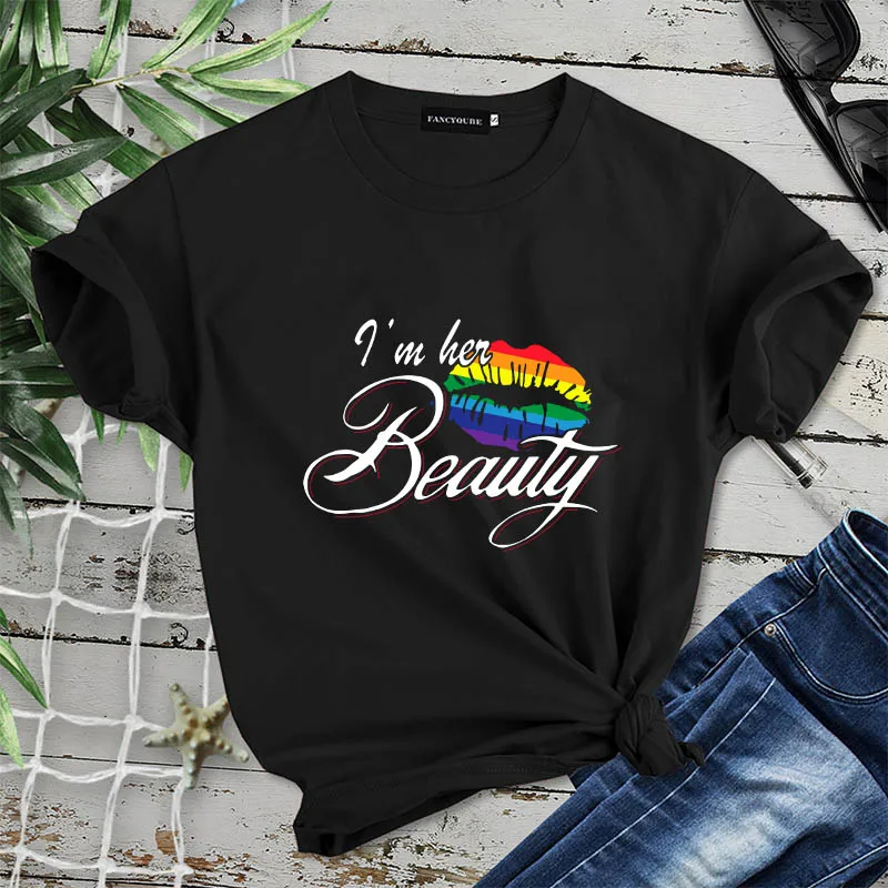 Футболка с надписью I'm Her Beast &amp Beauty черная футболка принтом Gay Pride для пары