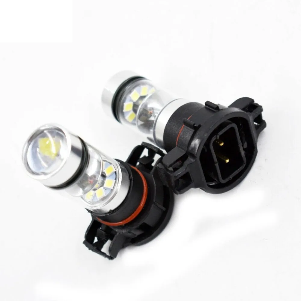 2x5202 H16 PS24W forCREE высокой мощности 100W 6000K Супер Белый светодиодный противотуманный DRL лампы