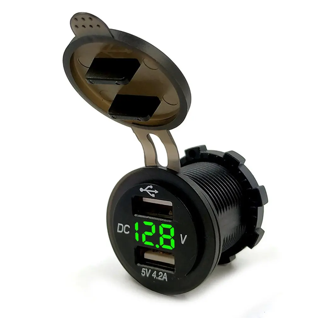 

5V 2.1A Car Charger Charge Socket Dual USB Port LED Volt Display for Phone Tablet Navigator Fast Charging Adapter Universal
