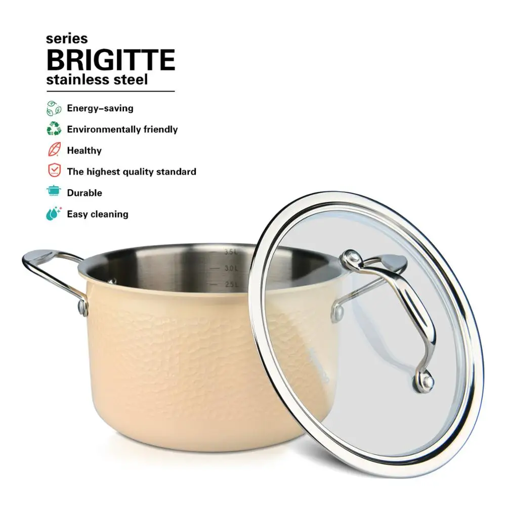 Fissman BRIGITTE серия Кастрюля со стеклянной крышкой с двумя боковыми ручками 2 слойные