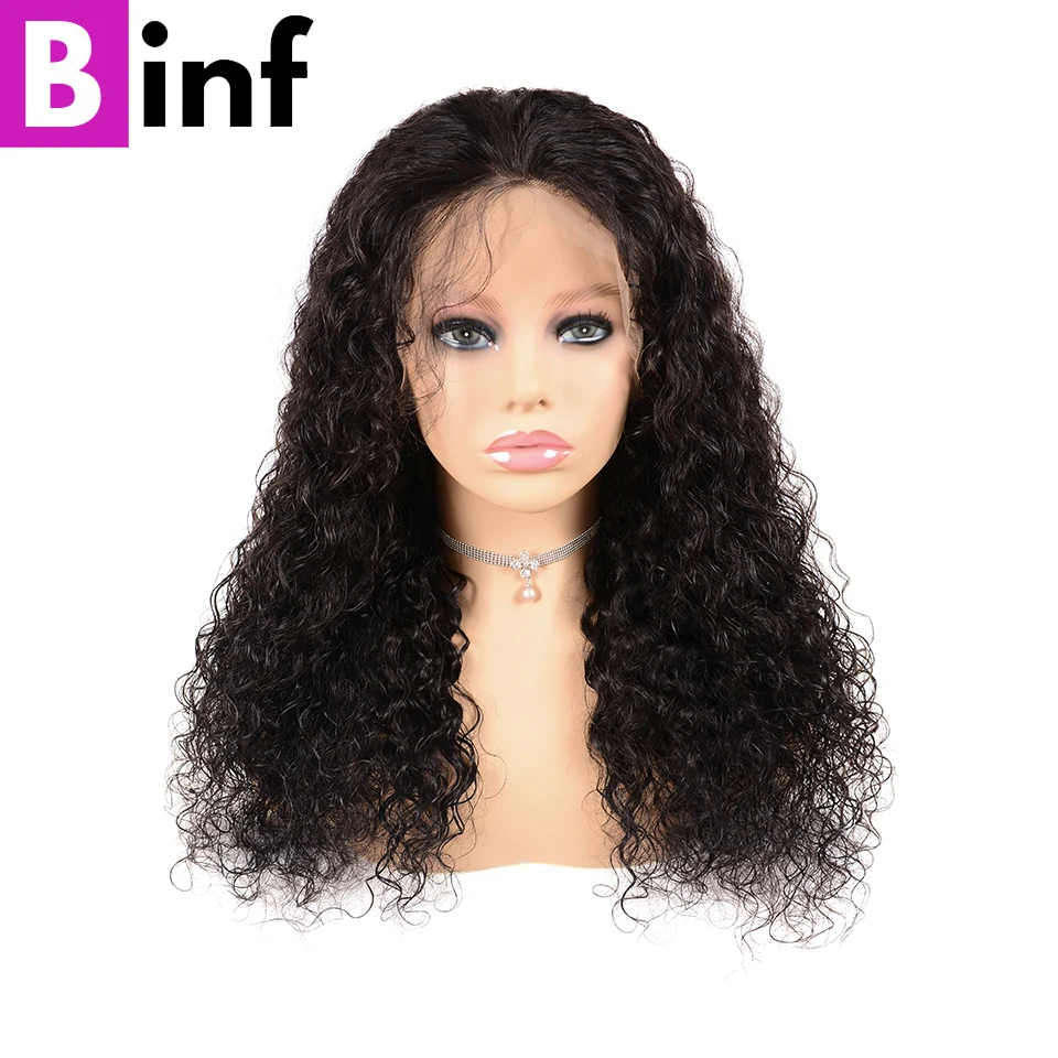 13x4 человеческие волосы на кружеве парики предварительно сорванные для женщин бразильская холодная завивка кружева спереди al парик с волосами младенца BINF remy волосы