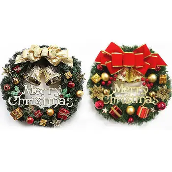 

Christmas Wreath Window Front Door Decoration Ornaments Bell Artificial Wreath Garland Christmas Decorations Home Decor
