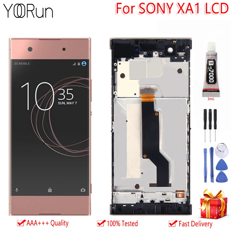 

5.0" Grade AAA Display Module For SONY Xperia XA1 LCD Touch Screen Digitizer Assembly With Frame Free Tools + B-7000(3mL)