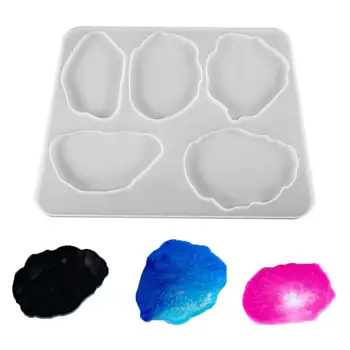 

5 Irregular Cavity Silicone Epoxy Resin Cup Pad Coaster DIY Craft Making Mould Silicone Coaster Resin Casting Molds