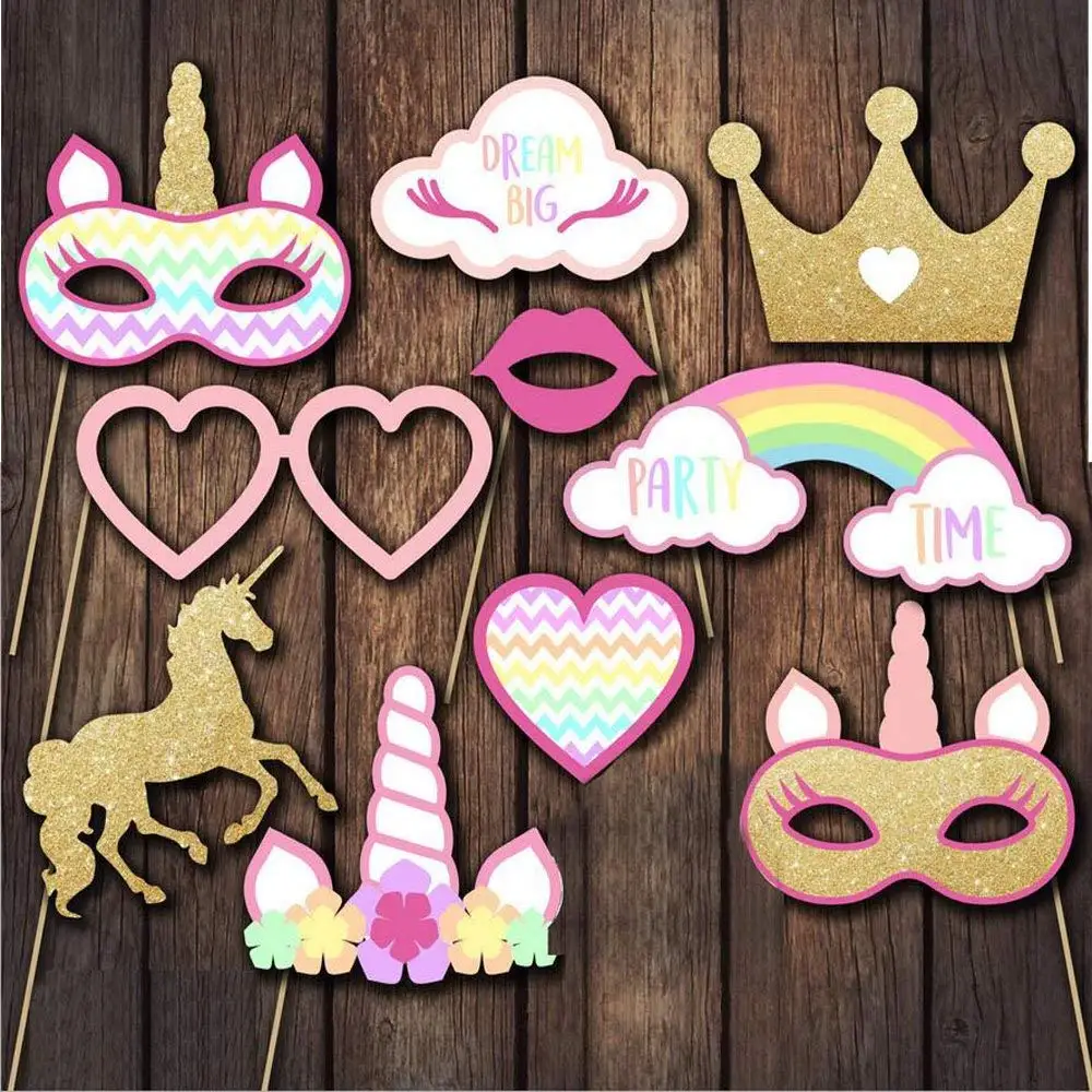 

Unicorn Photo Booth Props -10PCS Rainbow Unicorn Pegasus Props for Kids Birthday Party, Baby Shower,Wedding,Unicorn Party Favors