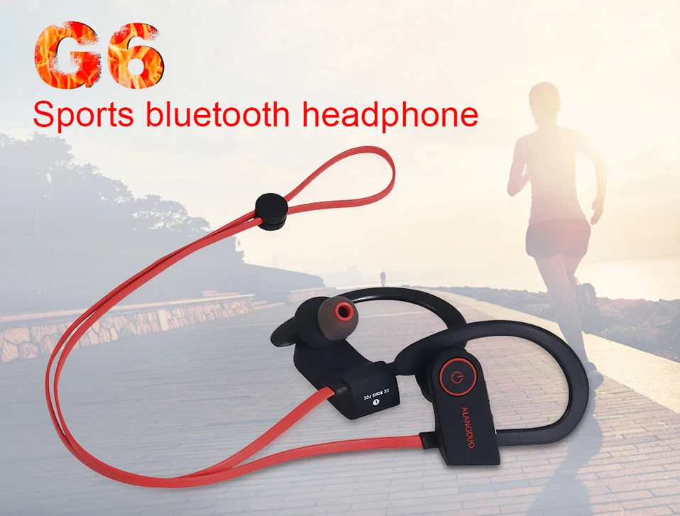 ALANGDUO G6 беспроводные bluetooth-наушники с микрофоном, ушные крючки, спортивные наушники, гарнитура громкой связи для Android и для IOS телефона