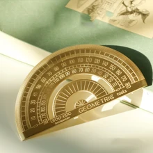 Латунный золотой Ретро полукруг транспортир математические транспортиры 180 градусов измерение угла рисования канцелярские математические геометрические подарки