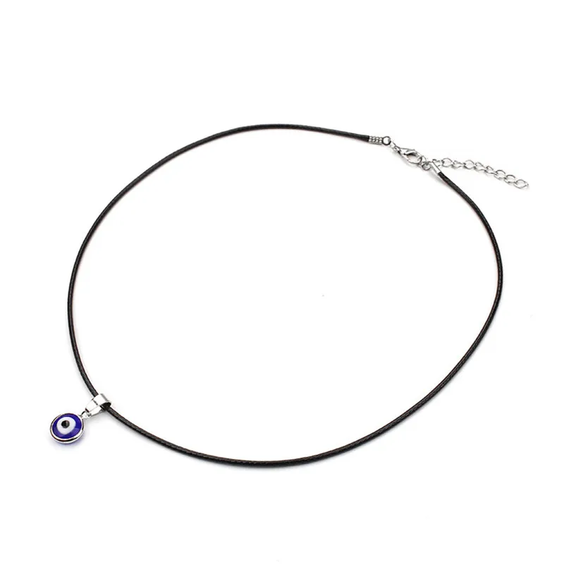 Leather Chain Черная кожаная цепь ожерелье для женщин счастливый турецкий синий злой Подвески глаза ожерелье s для женщин девушек ювелирные изделия подарки оптом - Окраска металла: Leather Chain