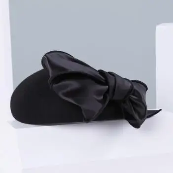 Black Fascinator Женские вуалетки, шляпы из шерстяного войлока, фетровая шляпа, британский черный бант, красная коробка, женские свадебные шляпы, церковная фетровая шляпа, Женская шляпка - Цвет: Black Fascinator