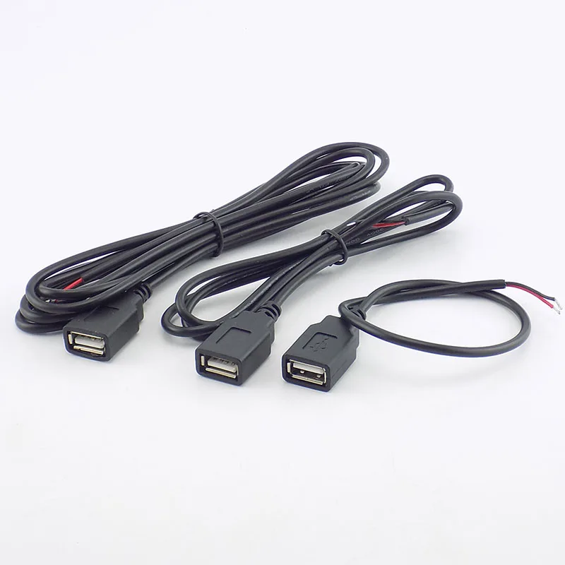 0,3/1/2 M USB 2,0 Тип женский 2 Pin "сделай сам" для наращивания Мощность кабеля DC 5V Питание адаптер зарядки разъем провода K08