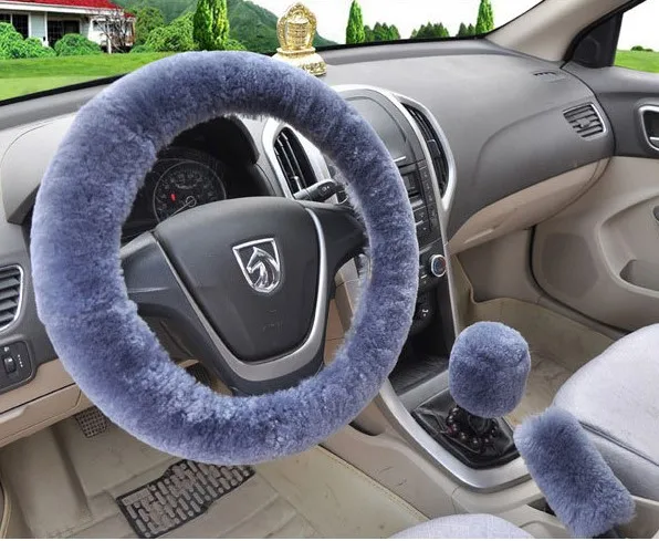 Универсальный руль плюшевые автомобильные аксессуары для интерьера Чехлы рулевого колеса автомобиля зимний искусственный мех ручной тормоз и крышка шестерни Набор