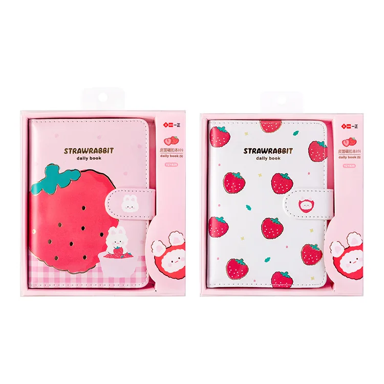 

4 pcs/lot Creative Strawberry Magnetic buckle Notebook Note Book Diary Weekly Planner Journal Notepad Stationery School Supplies