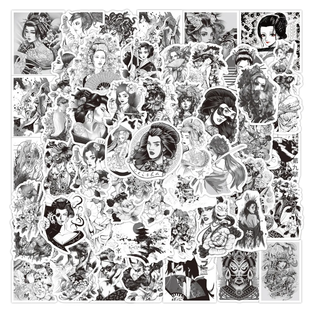 Наклейки на стену с японскими гейшами водостойкие 50 шт./упак. | Дом и сад