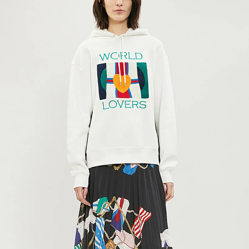 

Woman Hoodie Spring Summer Casual Hoodie Embroidered with Loose Monogram Stitching Sweatshirt