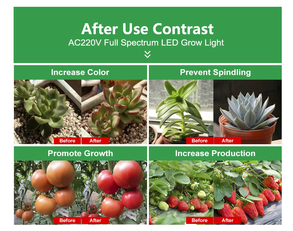 Светодиодный светильник для выращивания, AC220V, 8 Вт, высокая световая эффективность, полный спектр, светодиодный светильник для выращивания растений, 50 см/30 см, 72 светодиодный, 1-6 шт. в наборе