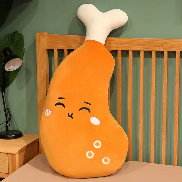 50~100cm Stuffed Drumstick Food Plushie Brown Blinking Round&Closed Eyes Emotional Cute Cartoon Toy Backrest Snuggle Pillow Gift