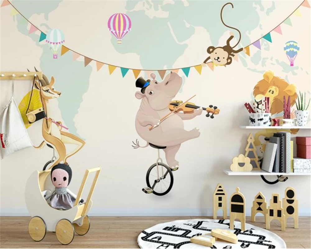 

beibehang Custom wallpaper photo hand-painted cartoon small animal paradise children's room bedroom wall murals 3d wallpaper