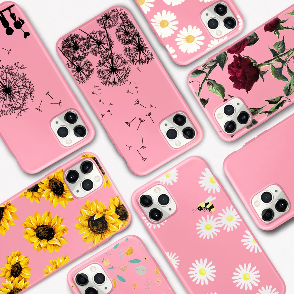 Розовый Мягкий ТПУ чехол для iPhone 11 Pro Max X XR XS 7 8 6 6S Plus SE 2020|Бамперы| |