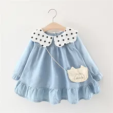 Осеннее платье для девочек Хлопковое детское платье с длинными рукавами модная одежда для девочек