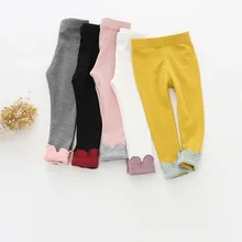 Брюки в Корейском стиле с цветочным принтом для девочек; леггинсы из чистого хлопка; тянущиеся штаны в полоску; брюки; можно открыть файлы