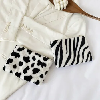 

Fashion Bracelet Keychain Card Bag Leather Tassel Wallet Women PU Leather Zebra Cow Print for Women 2020 Trend