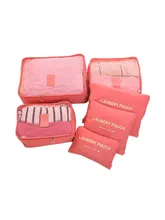  Nylon Packing Cube Travel Bag System Durable 6 Pieces Set Large Capacity of Bags Unisex Clothing Sorting Organize Wholesale 
