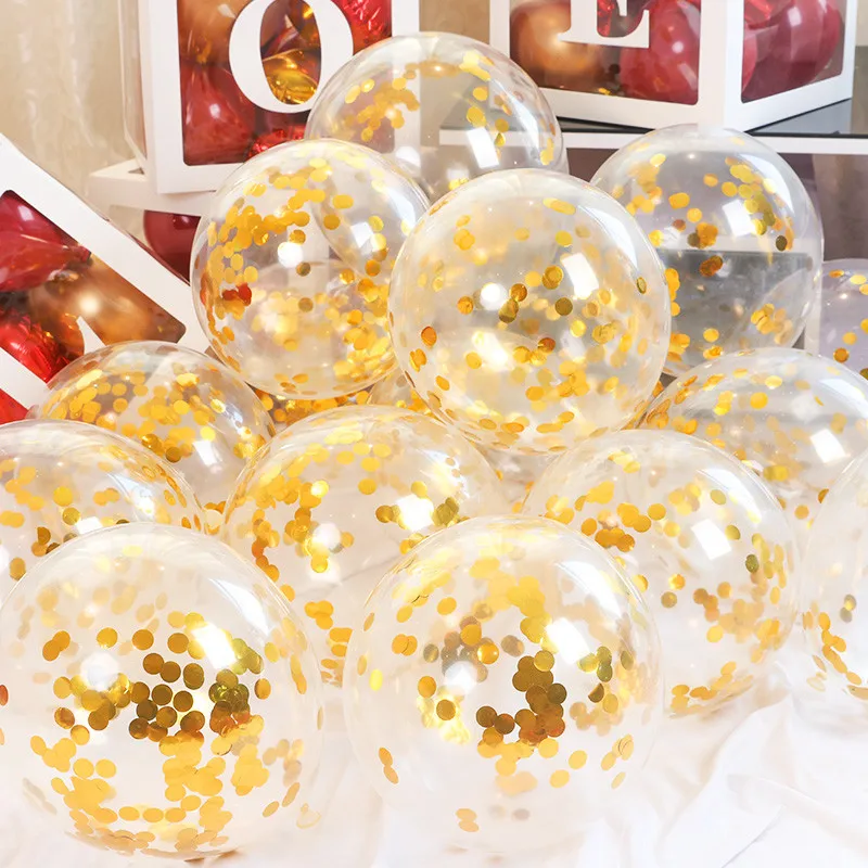 10 шт./лот, 12 дюймов, прозрачные воздушные шары, розовое золото, конфетти из фольги, прозрачные воздушные шары с днем рождения, детский душ, украшение для свадебной вечеринки