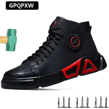 

2019 Winter Non-slip Deodorant Men's Boots Plus Velvet Warm Waterproof Work Shoes Anti-smashing Anti-piercing Safety Shoes