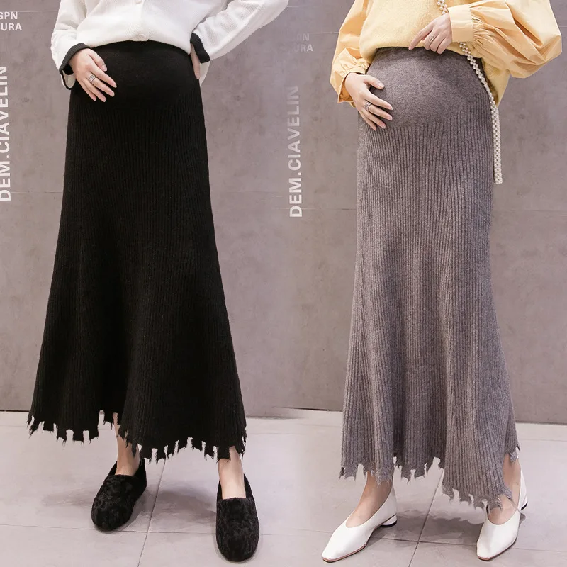 

Autumn And Winter New Style Pregnancy Abdominal Support-Knitted Skirt Korean-style Tassels Pregnant Women Sheath Yarn Elasticity