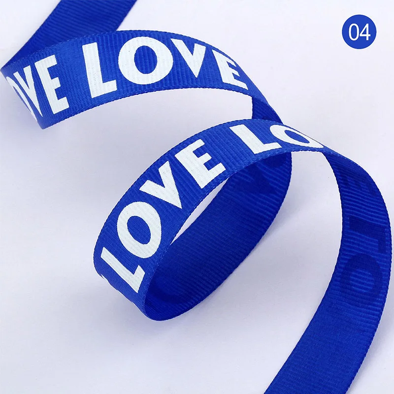 10 ярдов 20 мм любовные буквы напечатанные корсаж ленты для волос банты аксессуары ленты для рукоделия ручной работы ремесло Свадебный декор - Цвет: Royal blue
