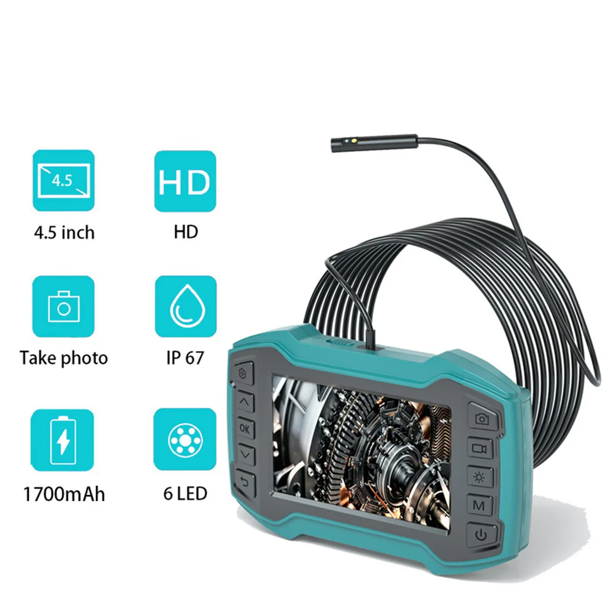 4.5 Inch IPS Screen 2MP 1080P Dual Lens Handheld Endoscope Inspection CMOS Borescope Water-proof Digital Microscope Camera 2mp1080p 4 3 inch screen daul lens endoscope inspection otoscope camera cmos borescope handheld digital microscope