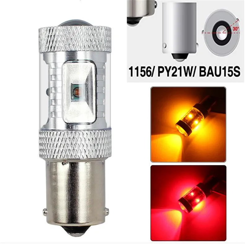 CanBUS ampoules светодиодный P21W 1156 BA15S PY21W BAU15S Бланк jaune rouge 1600Lm клигнотант inverseur voiture de frein lumiere 30 Вт 12 В