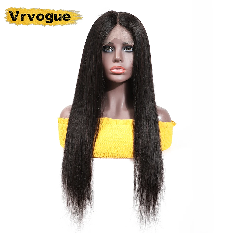 

4x4 Lace Closure Human Hair Wigs For Women Pre Plucked Remy Peruvian Straight Lace Frontal Wig With Baby Hair Bleached Knots