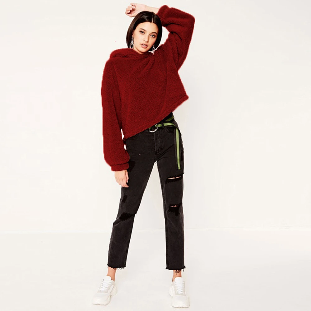 Новая модная зимняя одежда Для женщин теплая толстовка с капюшоном Manteau Femme