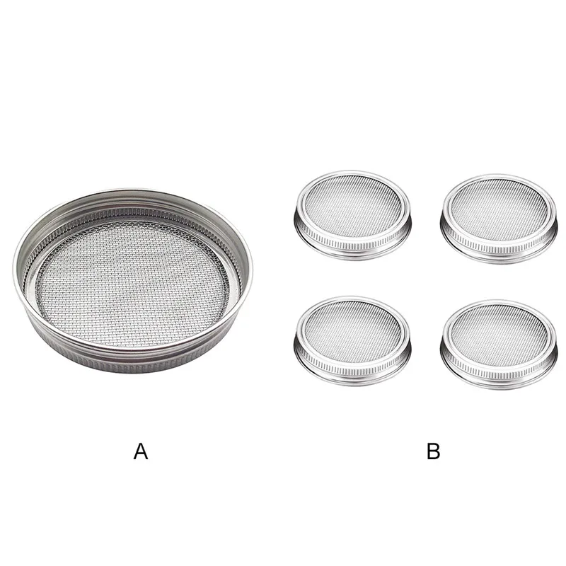 1/4PCS Kitchen Tea Colanders Stainless Steel Lids& Filter Coladores Germination Strainers For Jar Seed Germination Strainers