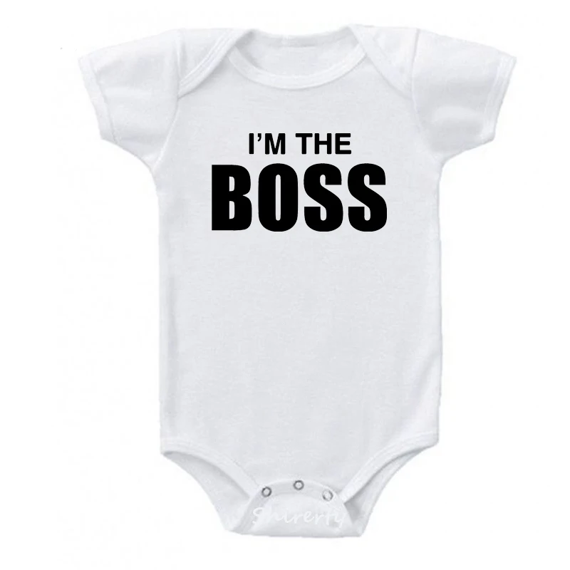 Я с принтом "BOSS" детские комбинезоны летние Изделие из хлопка с короткими рукавами, комплект одежды для новорожденного мальчика легкий костюм с шортами Детские комбинезоны одежда на возраст от 0 до 24 месяцев