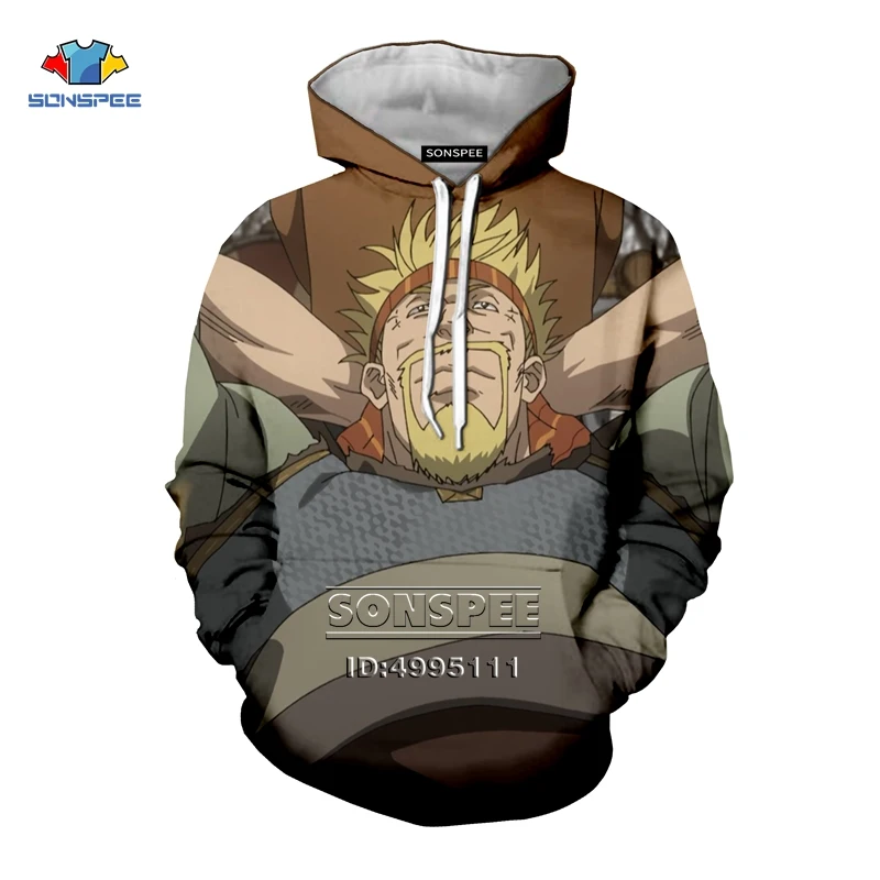 SONSPEE с 3D принтом для мужчин и женщин аниме Vinland Saga Thorfinn Manga Comics Harajuku толстовки с капюшоном толстовки повседневные с длинным рукавом - Цвет: 13