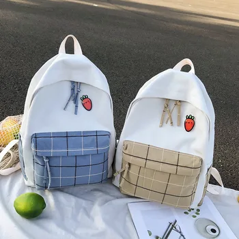 

New color contrast Student Backpack canvas leisure travel women's Bag Fashion College style Backpack