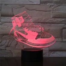 Спортивные кроссовки, спортивная обувь, светодиодный акриловый ночник с цветным сенсорным пультом дистанционного управления, иллюзия, украшение дома 3D-2208