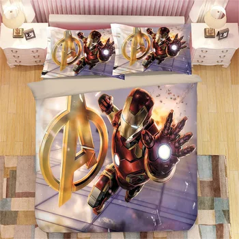 

Marvel Superhero Iron Man Duvet Cover Set Bed Linen 3D Character Pillow Case Single Twin Full Queen King Size Boys Adult Bedding