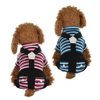 

2019 Pet Dogs Clothes Striped Jumpsuit Yorkshire Terrier Puppy Overalls Pet Bib Pants Cute Dog Costume