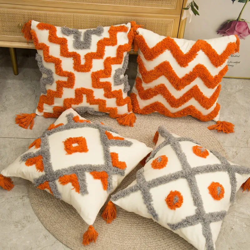 Waliicorners Tufted Tassels Home Decor Pillow Cover Geometric Embroidery Cushion Cover 9 Ha9eedfbe6ce94e9fb6d6e26aa04fd694f